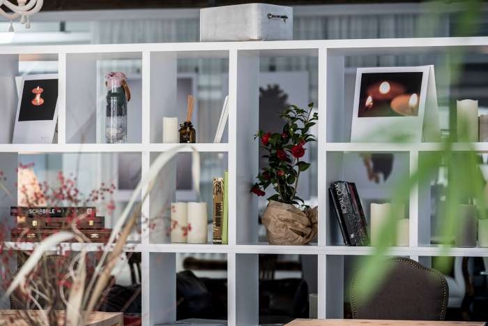 bookshelf cabinet in the Relax area of the hotel