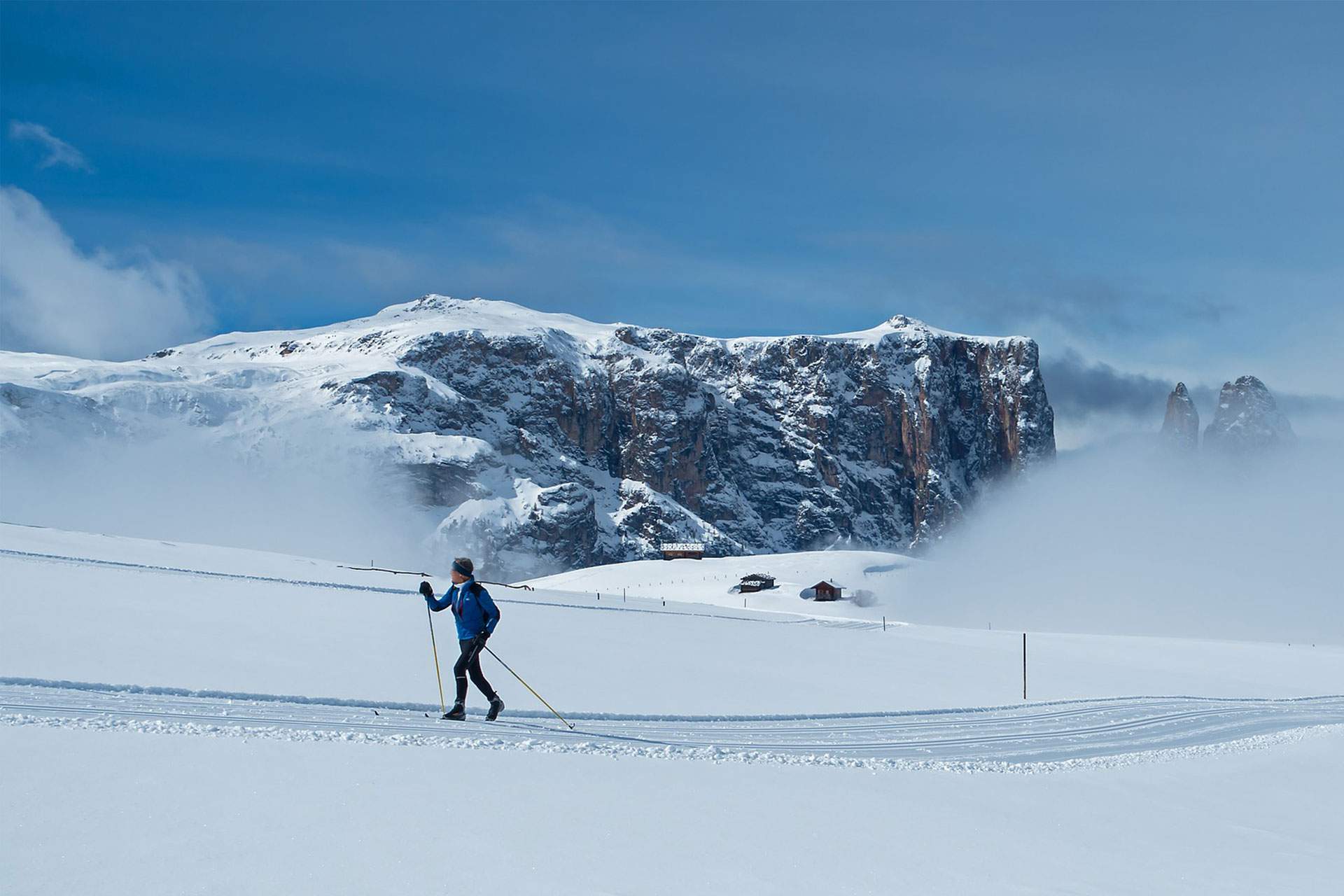 Skiing in the mountains